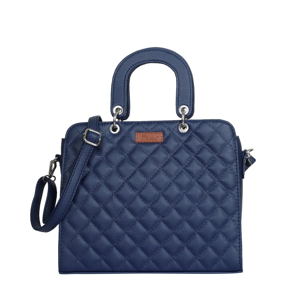 Vegan Leather Blue Colour Handbag for Women – Top-Handle Tote Bag, Satchel Purse